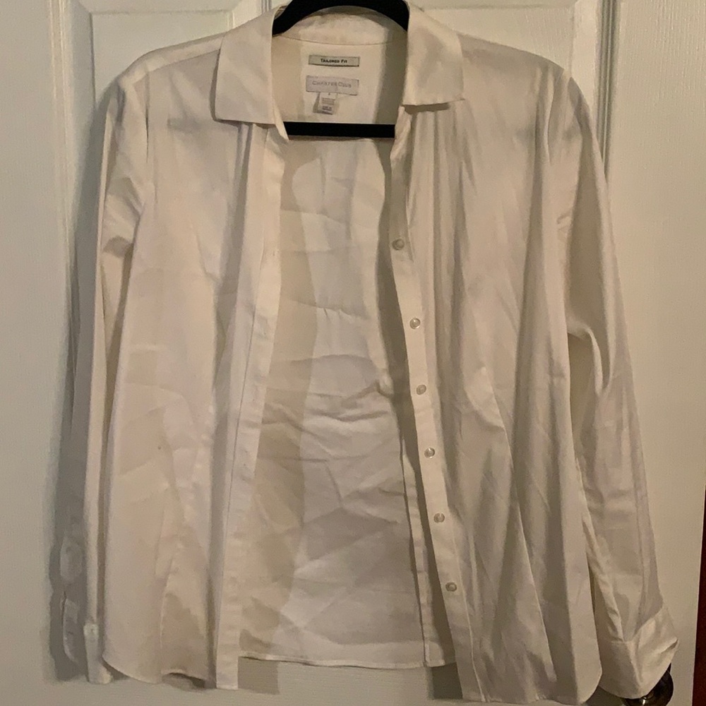 Tailored fit white button down